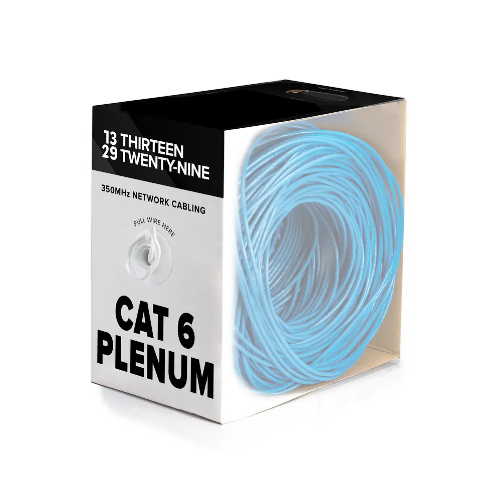 1000' Cat6, Blue, 23 AWG, 4 Pair, Stranded, Plenum Network Cable, Copper