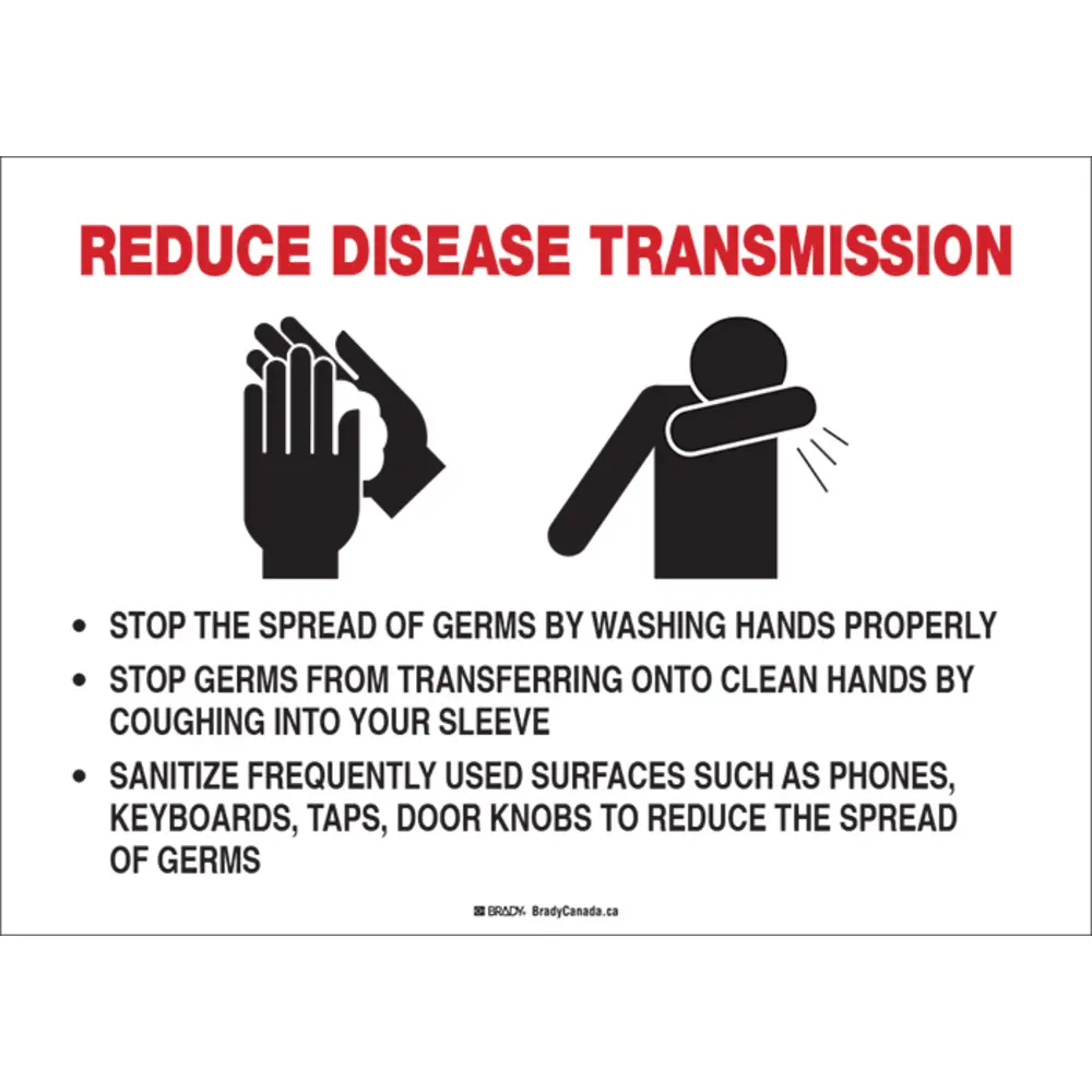 10" x 14" Reduce Disease Transmission Safety Sign, Self-Sticking