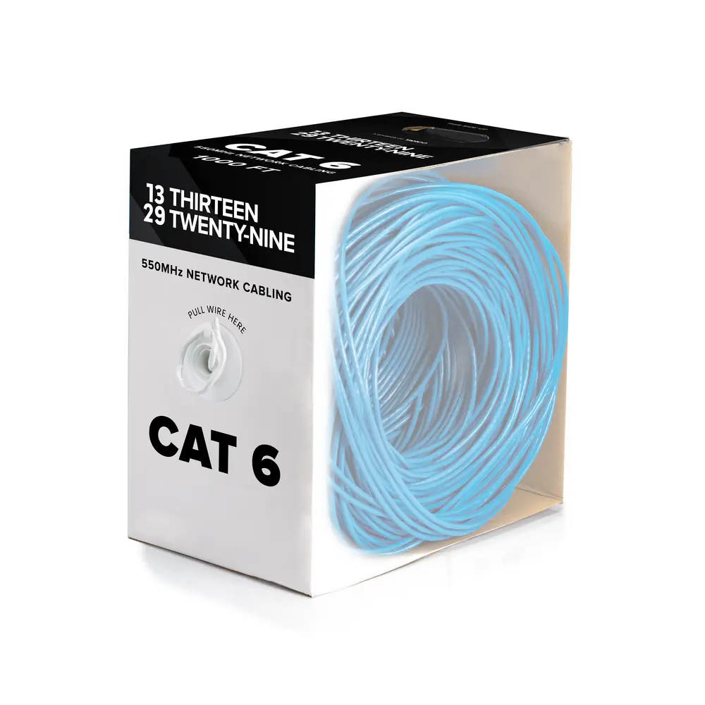 1000' Cat6, Blue, 23AWG, Solid, 4 Pair, Unshielded Riser CMR Cable, Copper
