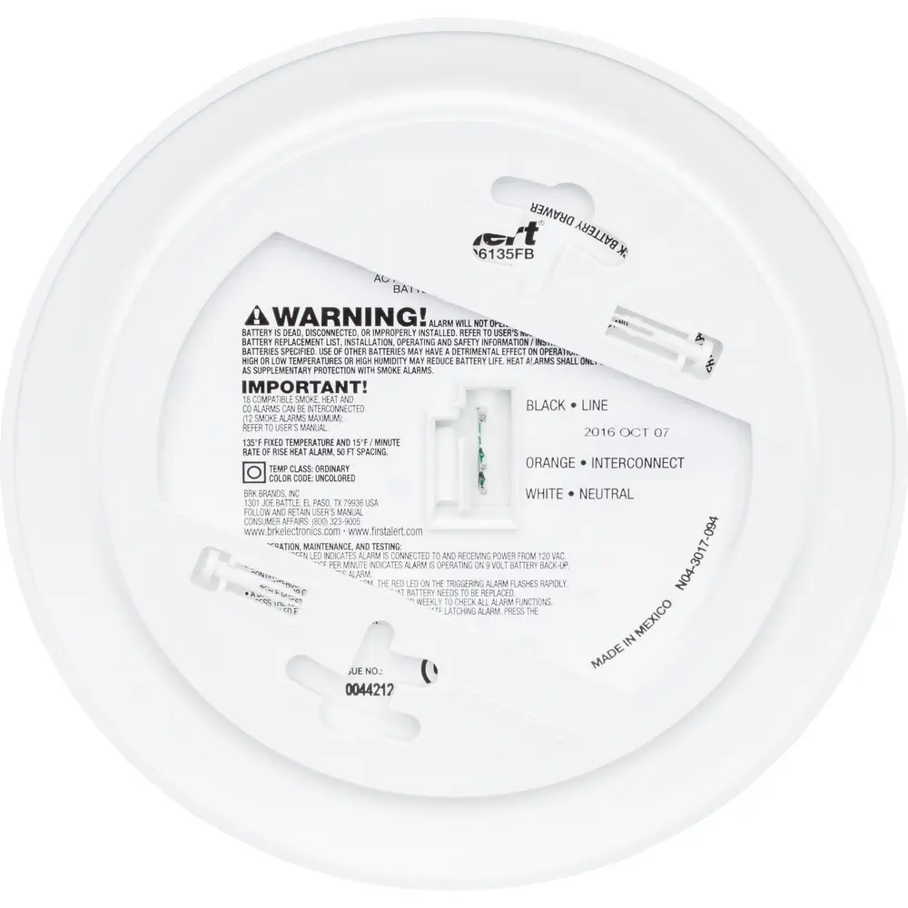 135° w/Rate-of-Rise Heat Alarm, 120VAC, 60Hz