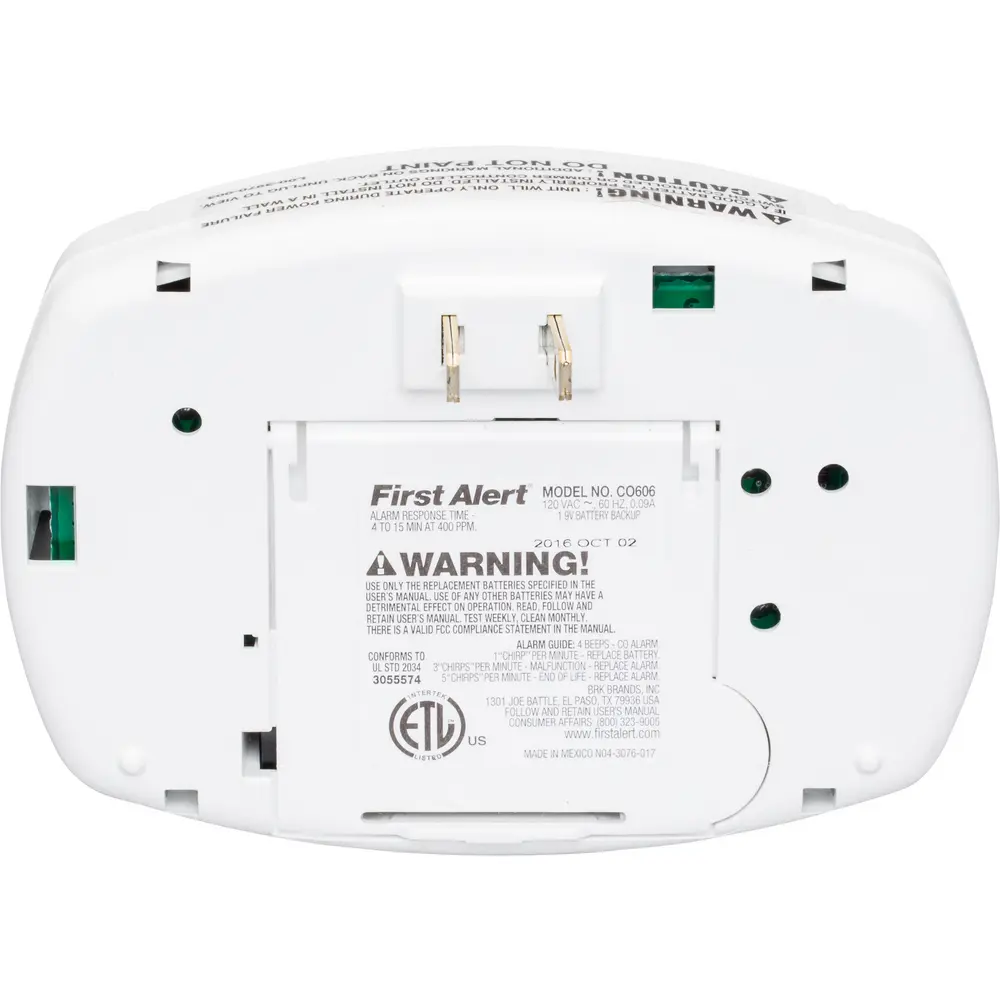 Plug-in CO Alarm with 9V Battery Backup 1 Plug-in CO Alarm with 9V Battery Backup