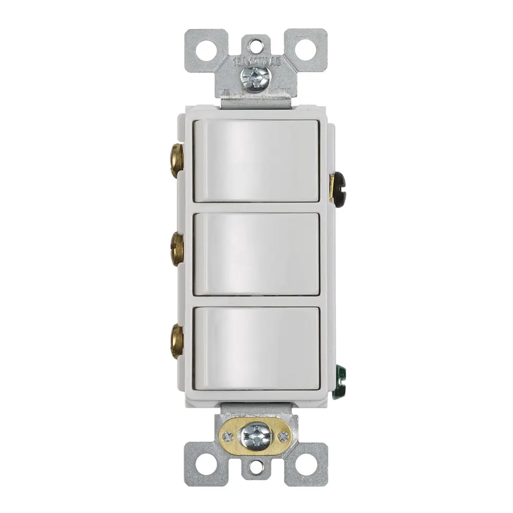 15 A 120 VAC 3-Function Rocker Switch Wall Control, White