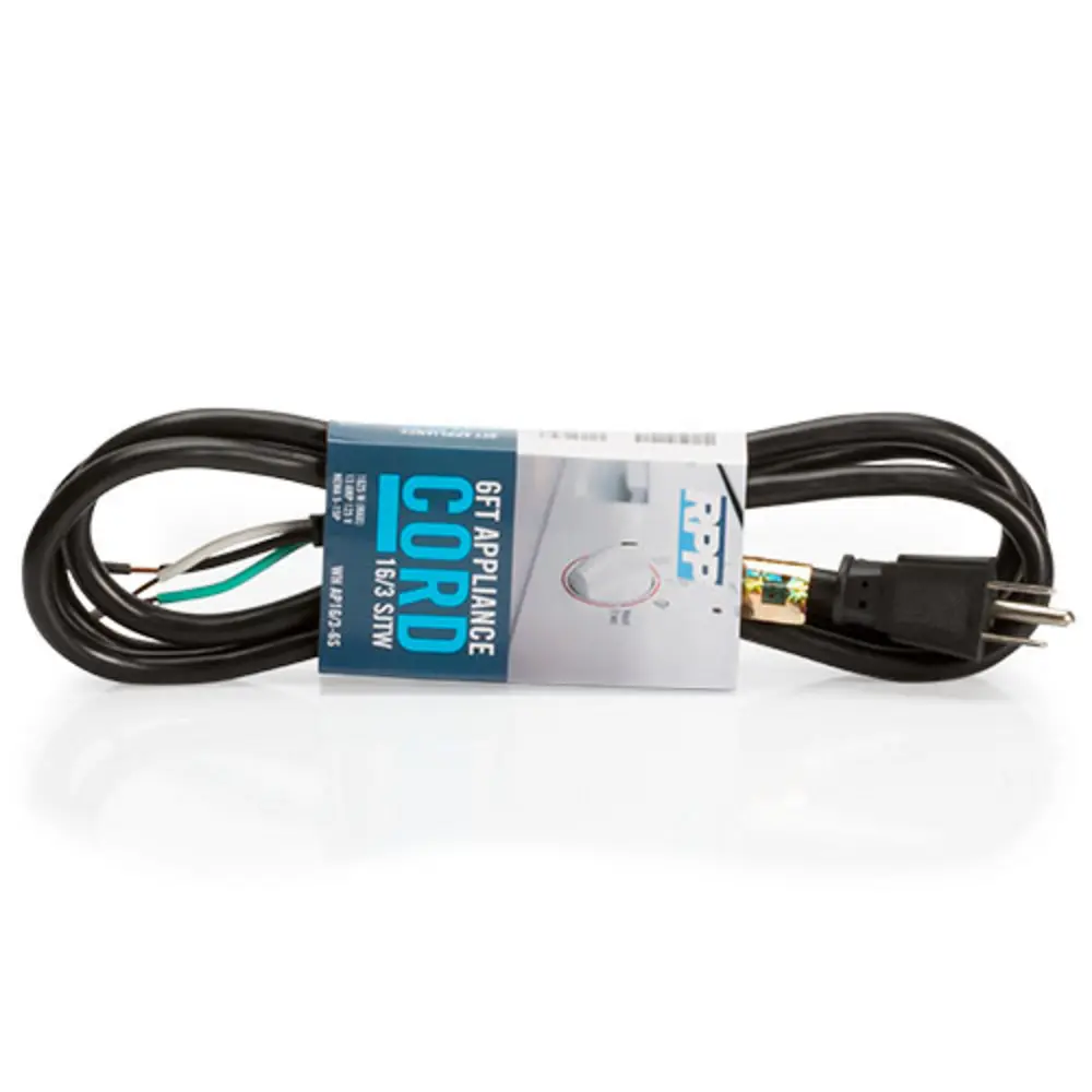 6ft 13A SJTW 16/3AWG Appliance Cord, 5-15 Plug