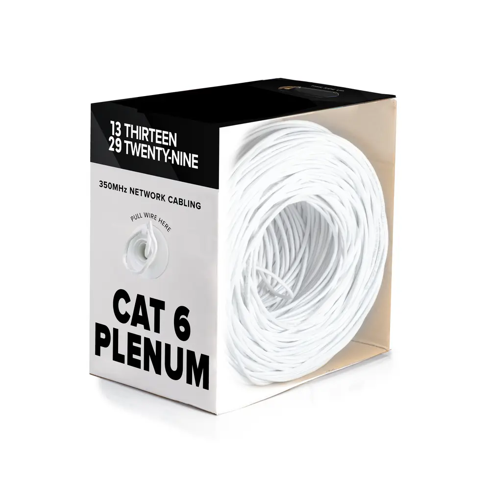 1000' Cat6, White, 23 AWG, 4 Pair, Stranded, Plenum Network Cable, Copper