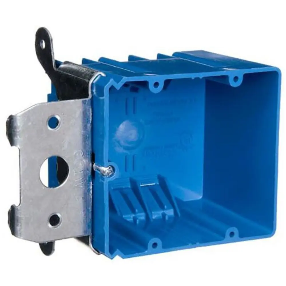 2-Gang Adjustable New Work Outlet Box, 34 Cu. In., Blue