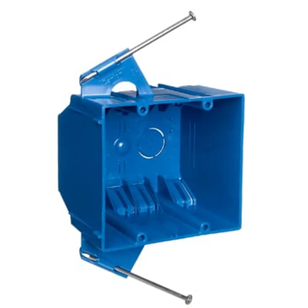 2-Gang Nail-On New Work Outlet Box w/ Captive Nails, 32 Cu. In., Blue