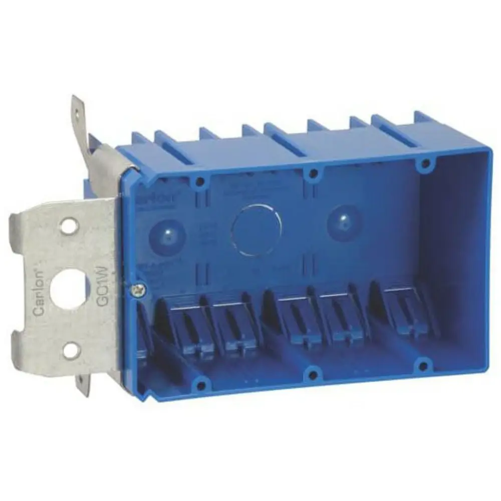 3-Gang Adjustable New Work Outlet Box, 49 Cu. In., Blue
