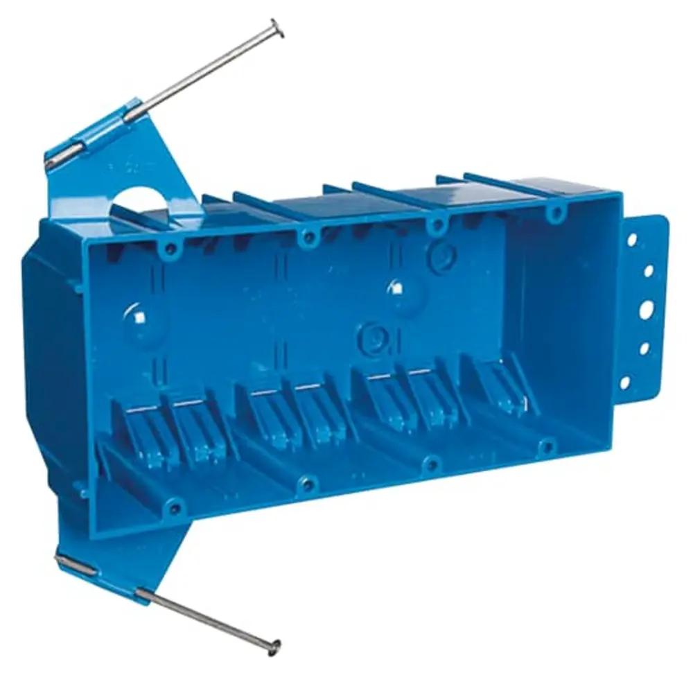 4-Gang PVC Zip Box w/ Nails, 60 Cu. In., Blue