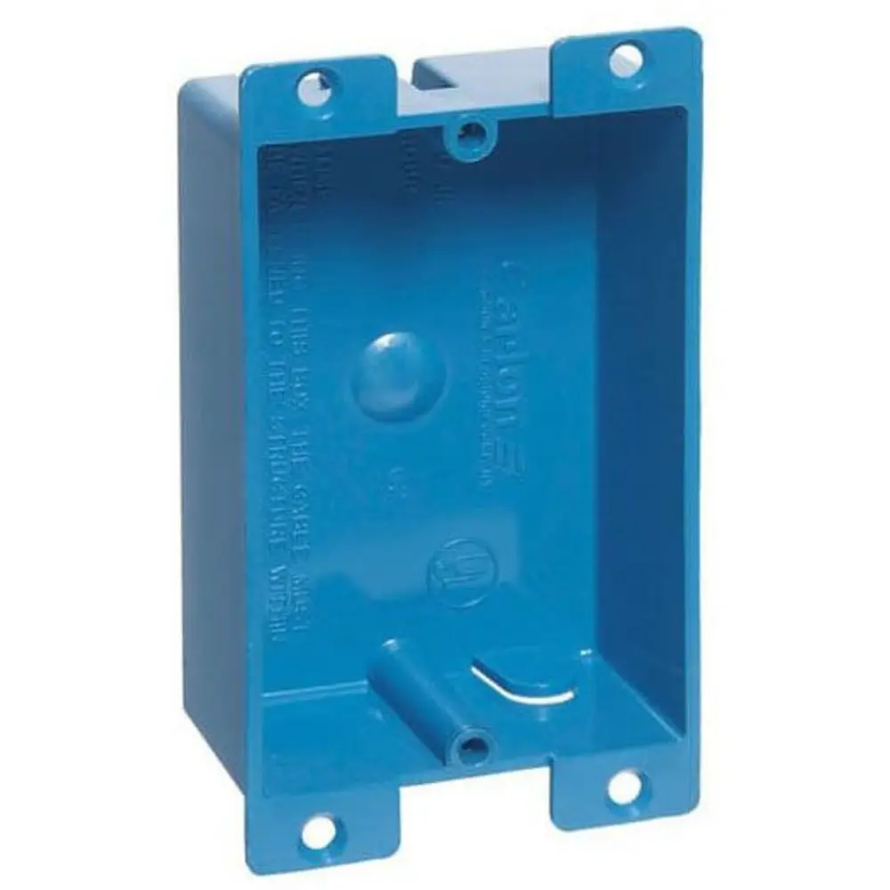 Single-Gang Old Work Outlet Box w/ Mounting Ears, 8 Cu. In., Blue