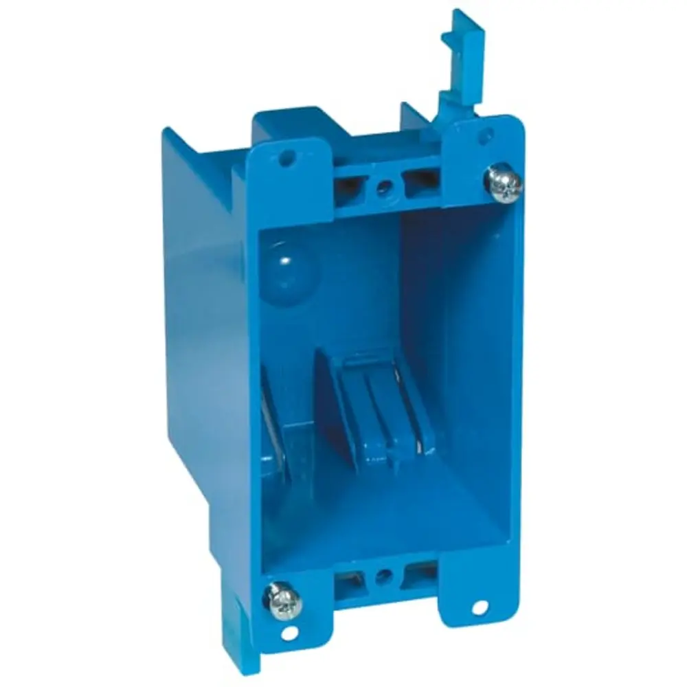 Single-Gang Old Work Outlet Box w/ Swing Clamps, 14 Cu. In., Blue