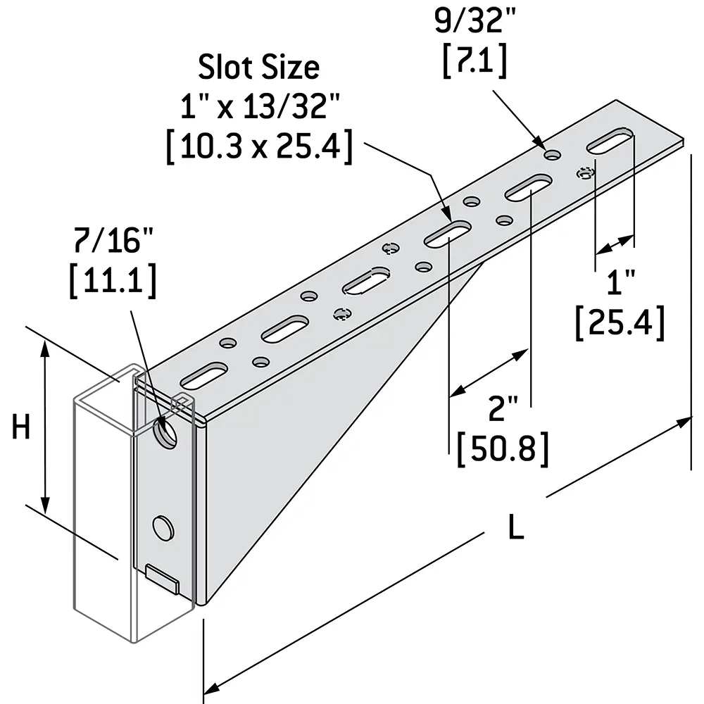 10" Shelf Bracket, Slotted, Right, Electrogalvanized