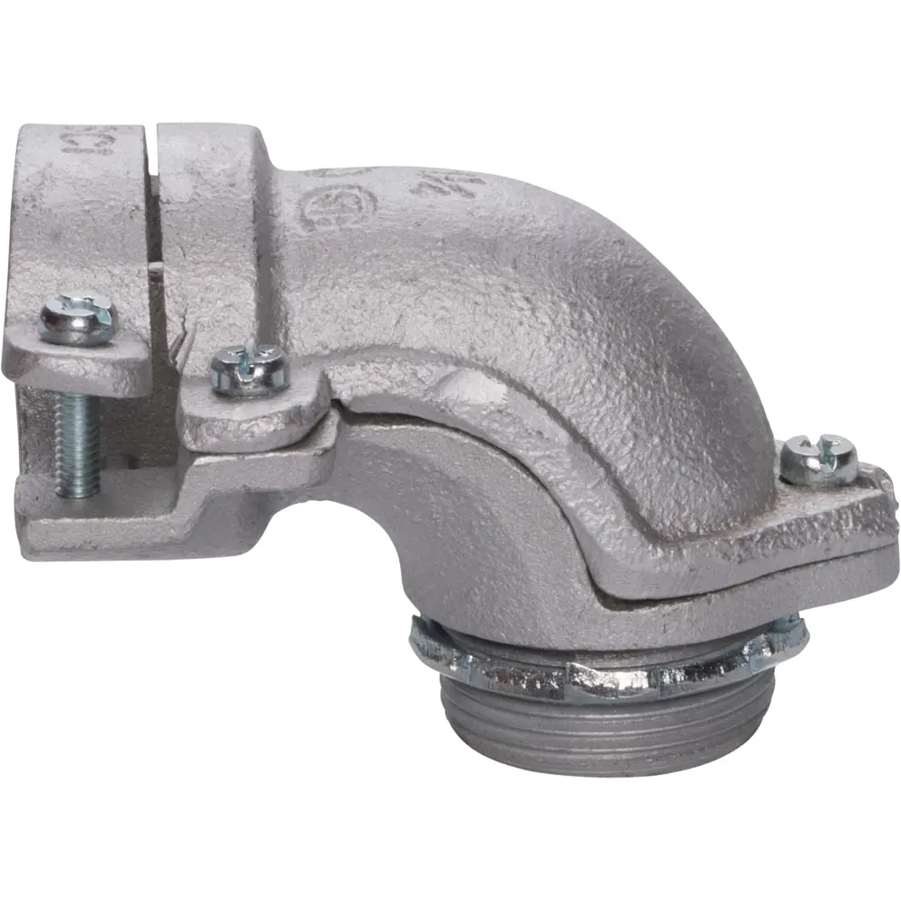 1-1/4" 90° Squeeze Connector, Malleable Iron
