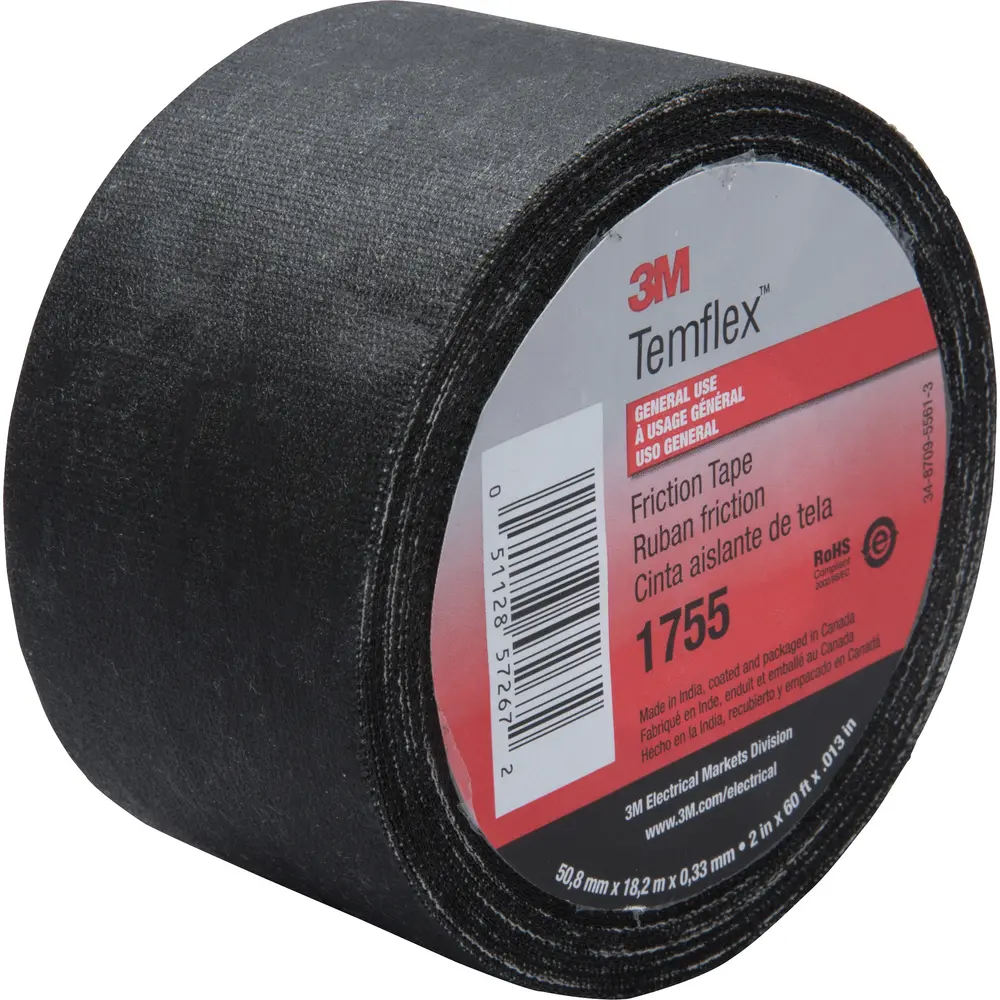 3/4" x 60' Temflex™ Cotton Friction Tape 1755, Black