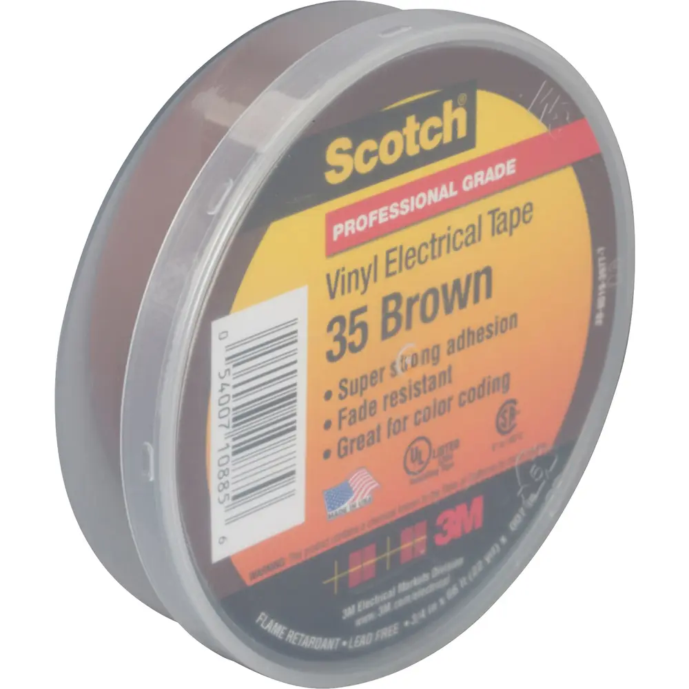 3/4" x 66' Scotch® Vinyl Color Coding Electrical Tape 35, Brown 1 3/4" x 66' Scotch® Vinyl Color Coding Electrical Tape 35, Brown