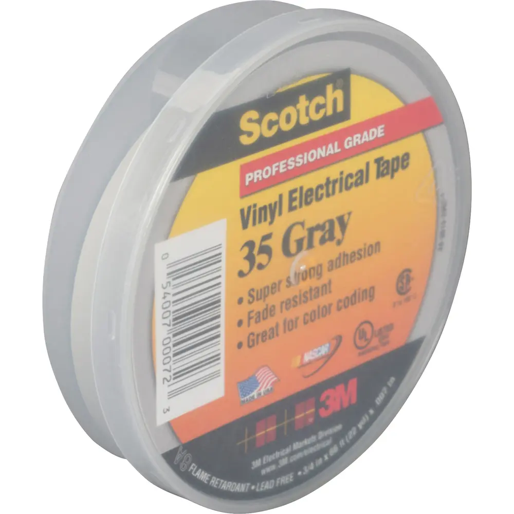 3/4" x 66' Scotch® Vinyl Color Coding Electrical Tape 35, Gray 1 3/4" x 66' Scotch® Vinyl Color Coding Electrical Tape 35, Gray
