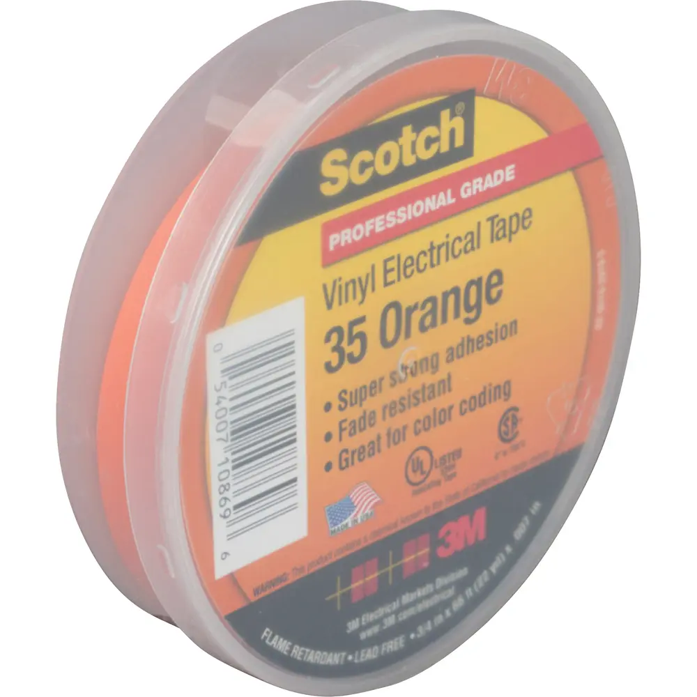3/4" x 66' Scotch® Vinyl Color Coding Electrical Tape 35, Orange 1 3/4" x 66' Scotch® Vinyl Color Coding Electrical Tape 35, Orange