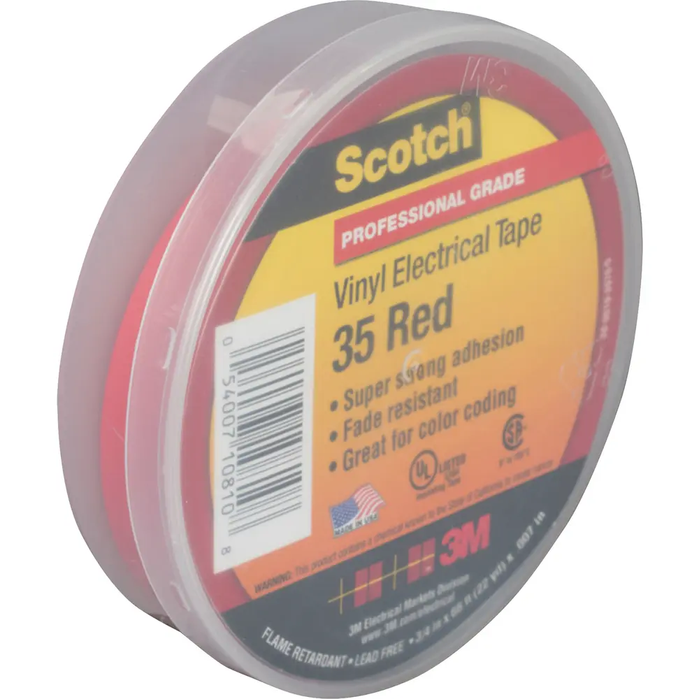 3/4" x 66' Scotch® Vinyl Color Coding Electrical Tape 35, Red 1 3/4" x 66' Scotch® Vinyl Color Coding Electrical Tape 35, Red