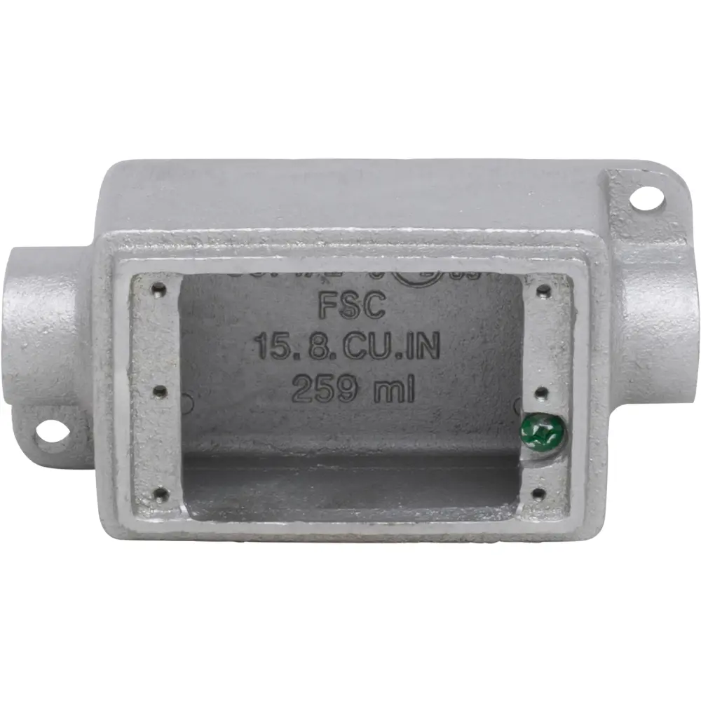 1/2" Dual Hub Cast Device Box, Malleable Iron