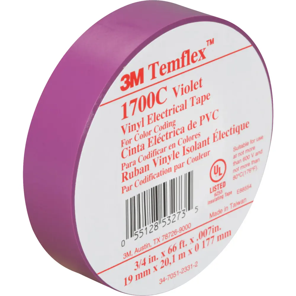 3/4" x 66' Temflex™ Vinyl Electrical Tape 1700C, Violet 1 3/4" x 66' Temflex™ Vinyl Electrical Tape 1700C, Violet