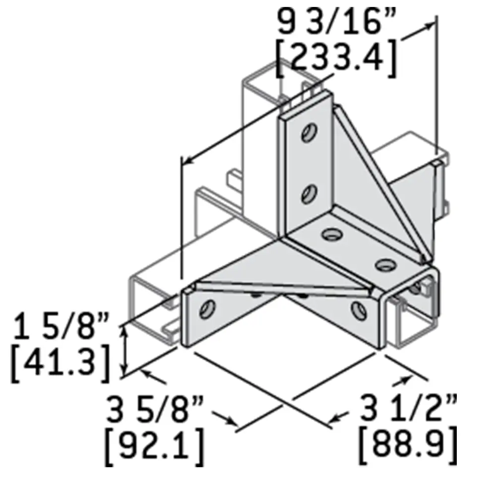 12-Hole Wing Fitting, Gusset, Triple Corner
