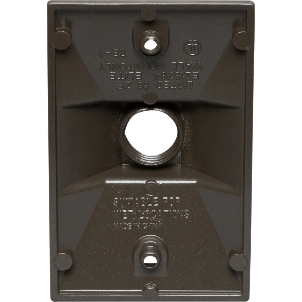 1/2 in. 1-Hole Single-Gang Weatherproof Rectangular Lamp Holder, Bronze