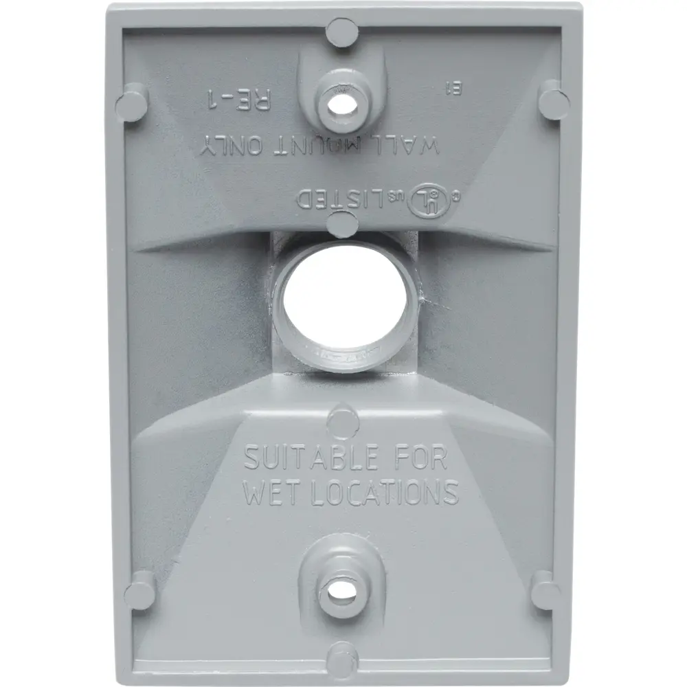 1/2 in. 1-Hole Single-Gang Weatherproof Rectangular Lamp Holder, Gray