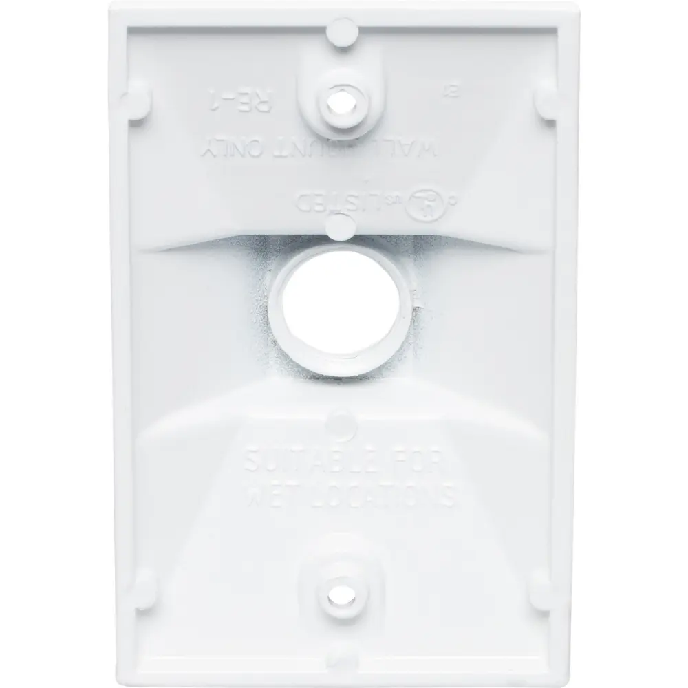 1/2 in. 1-Hole Single-Gang Weatherproof Rectangular Lamp Holder, White