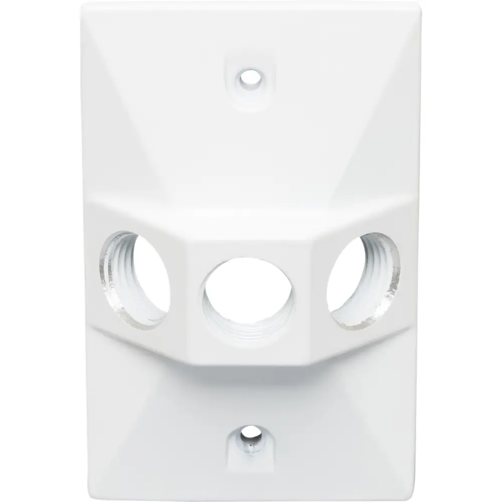 1/2 in. 3-Hole Single-Gang Weatherproof Rectangular Lamp Holder, White
