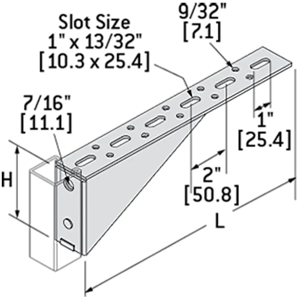 12" Shelf Bracket, Slotted, Right, Electrogalvanized