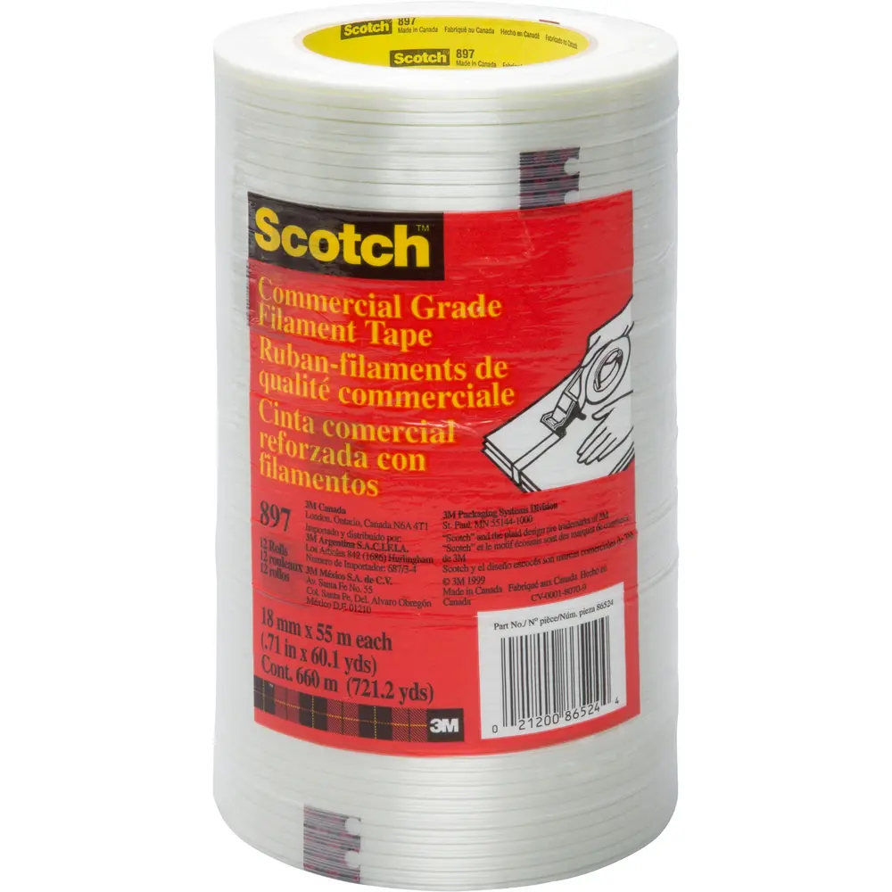 55m x 18mm Scotch® Filament Tape, Clear 1 55m x 18mm Scotch® Filament Tape, Clear