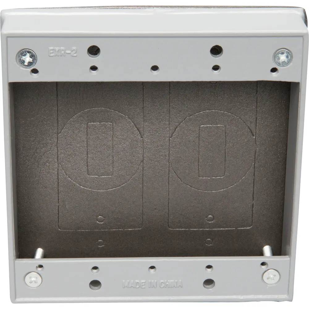 1-3/8" Deep 2-Gang Weatherproof Extension Box, No Hole, Gray