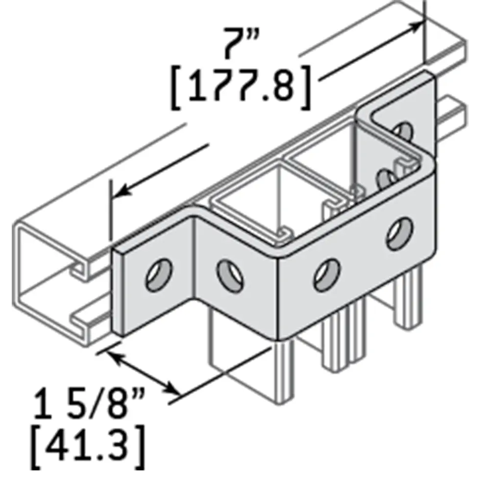 1-5/8" 6-Hole U-Fitting Cross, Double Channel