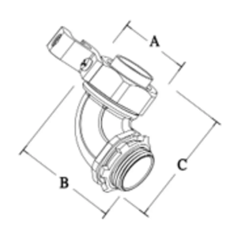 1" 90° Liquid-Tight Connector w/ Aluminum Lug