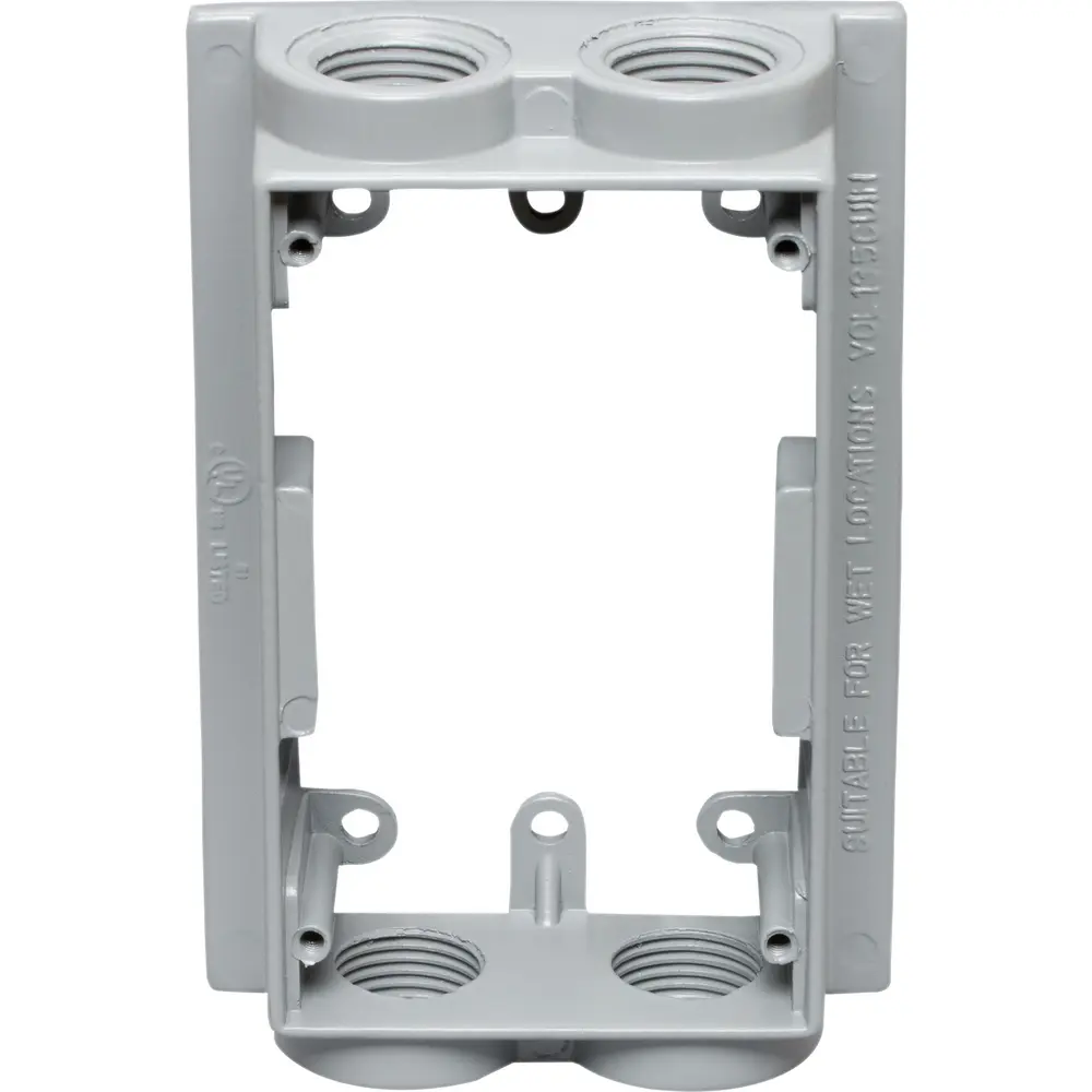 1-9/16" Deep Single-Gang Weatherproof Extension Box (4) 1/2" Hole, Gray