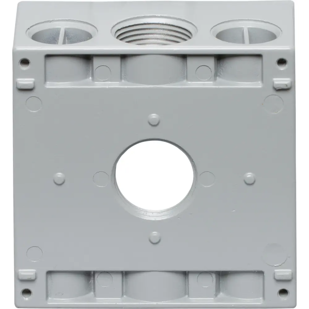 2-3/16" Deep 2-Gang Weatherproof Box, (3) 1" Hole, Gray