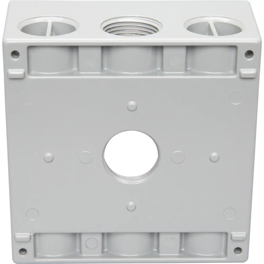 2-3/16" Deep 2-Gang Weatherproof Box, (3) 3/4" Hole, Gray