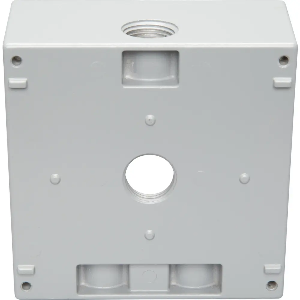 2-3/16" Deep 2-Gang Weatherproof Box, (4) 1/2" Hole, Gray