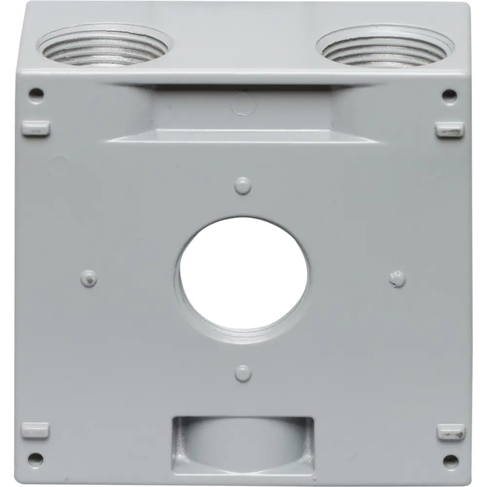 2-3/16" Deep 2-Gang Weatherproof Box, (4) 1" Hole, Gray