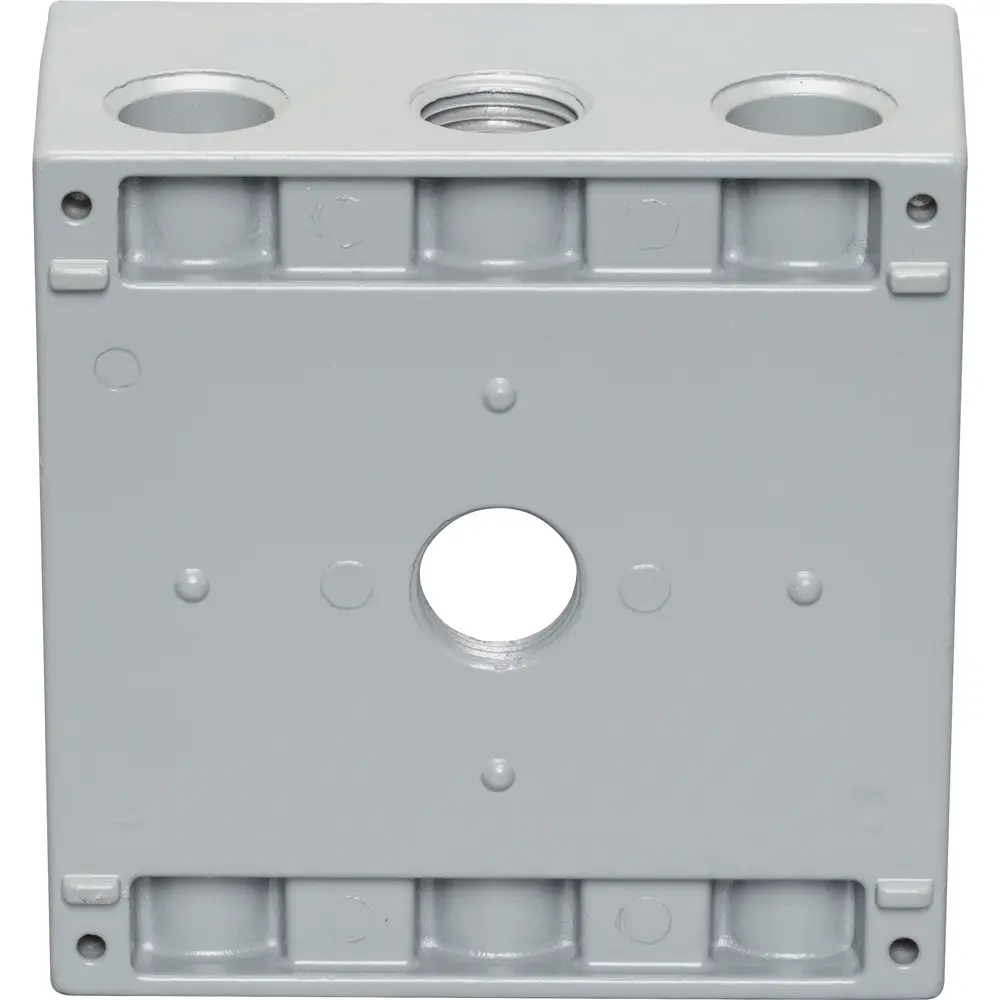2-3/16" Deep 2-Gang Weatherproof Box, (5) 1/2" Hole, All Sides, Gray