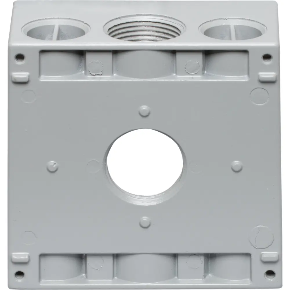 2-3/16" Deep 2-Gang Weatherproof Box, (5) 1" Hole, Gray