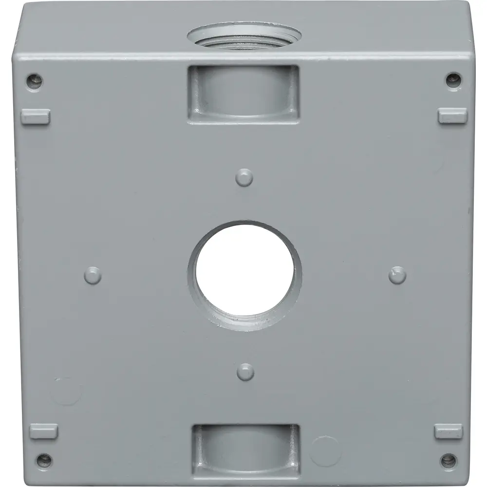 2-3/16" Deep 2-Gang Weatherproof Box, (5) 3/4" Hole, All Sides, Gray