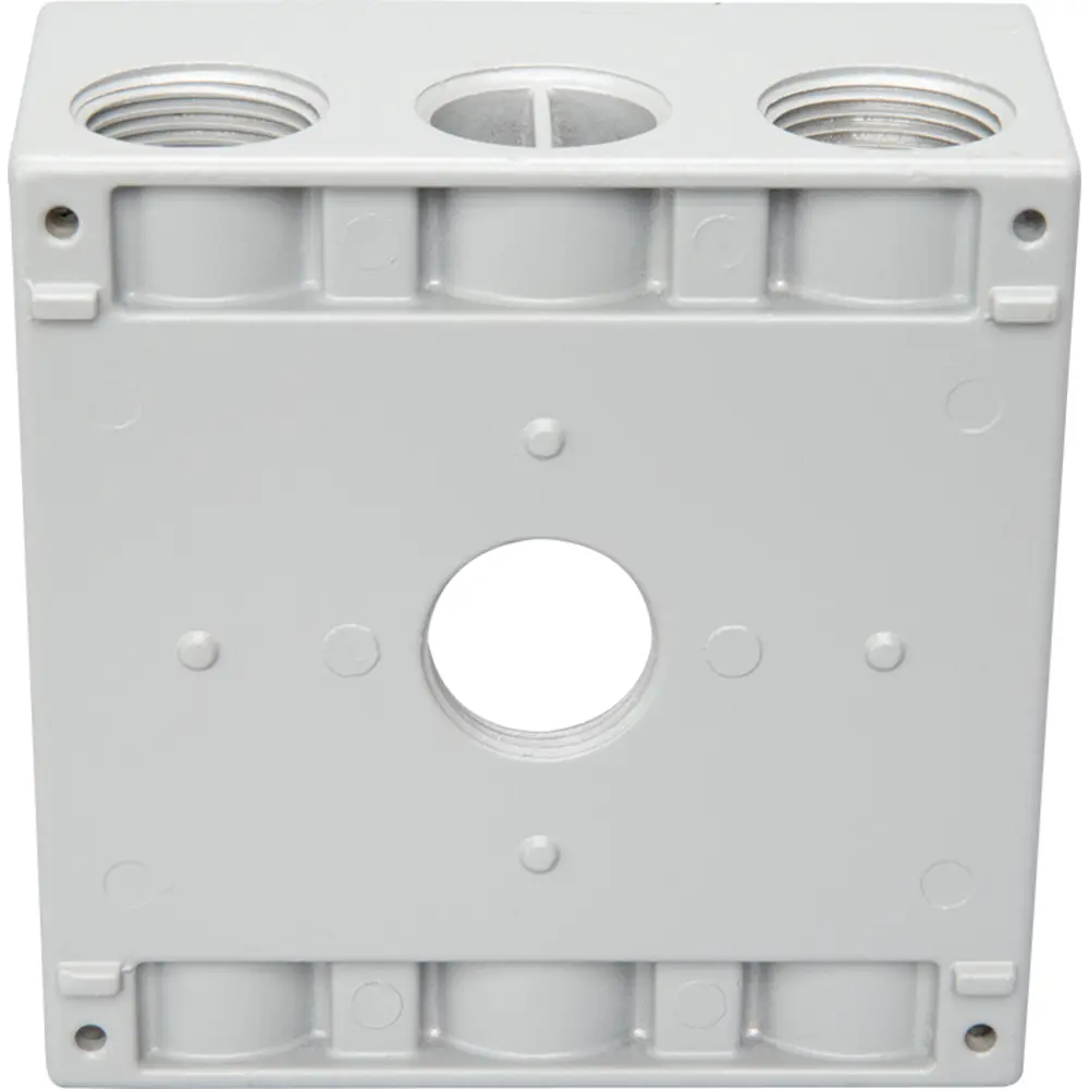 2-3/16" Deep 2-Gang Weatherproof Box, (5) 3/4" Hole, Gray