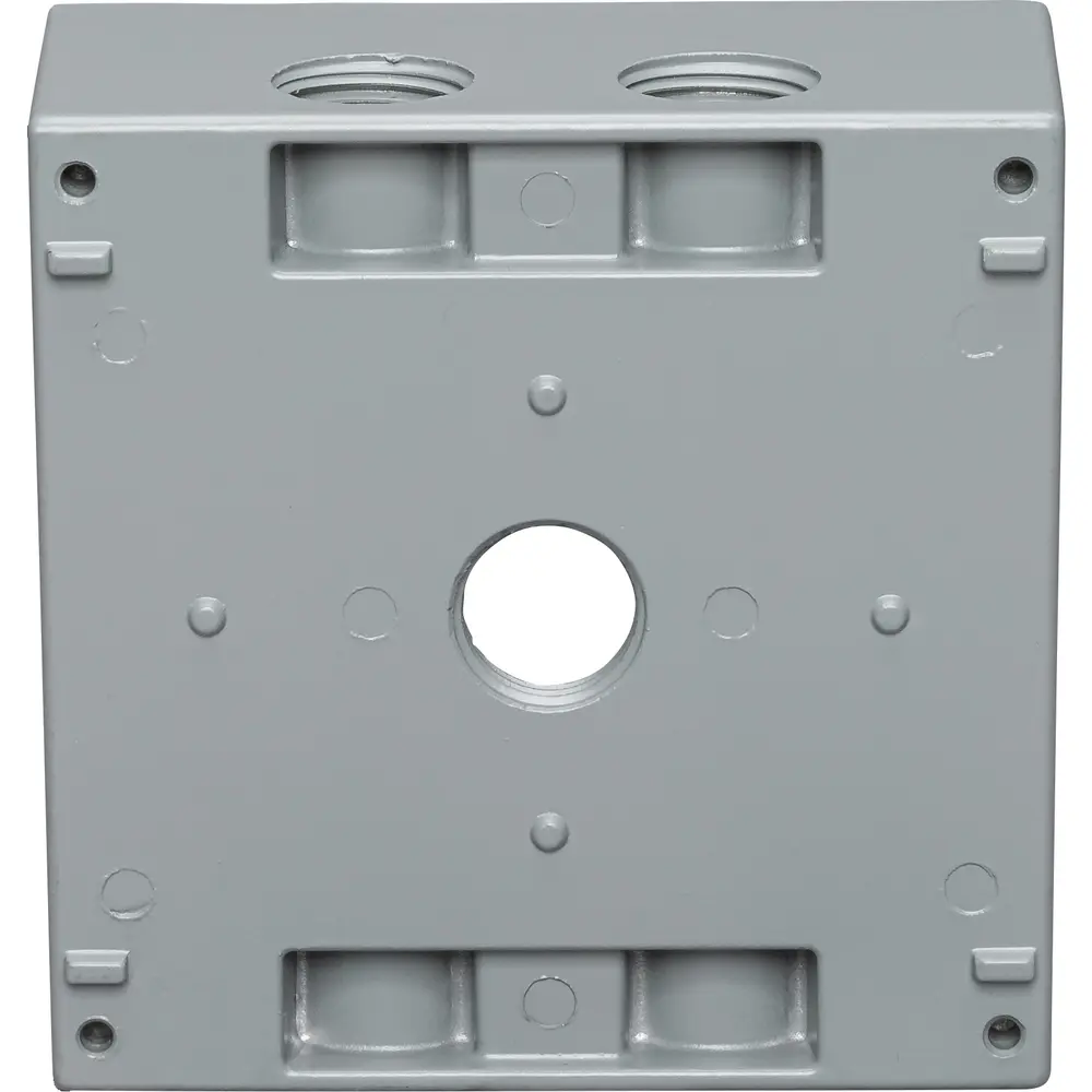 2-3/16" Deep 2-Gang Weatherproof Box, (7) 1/2" Hole, All Sides, Gray