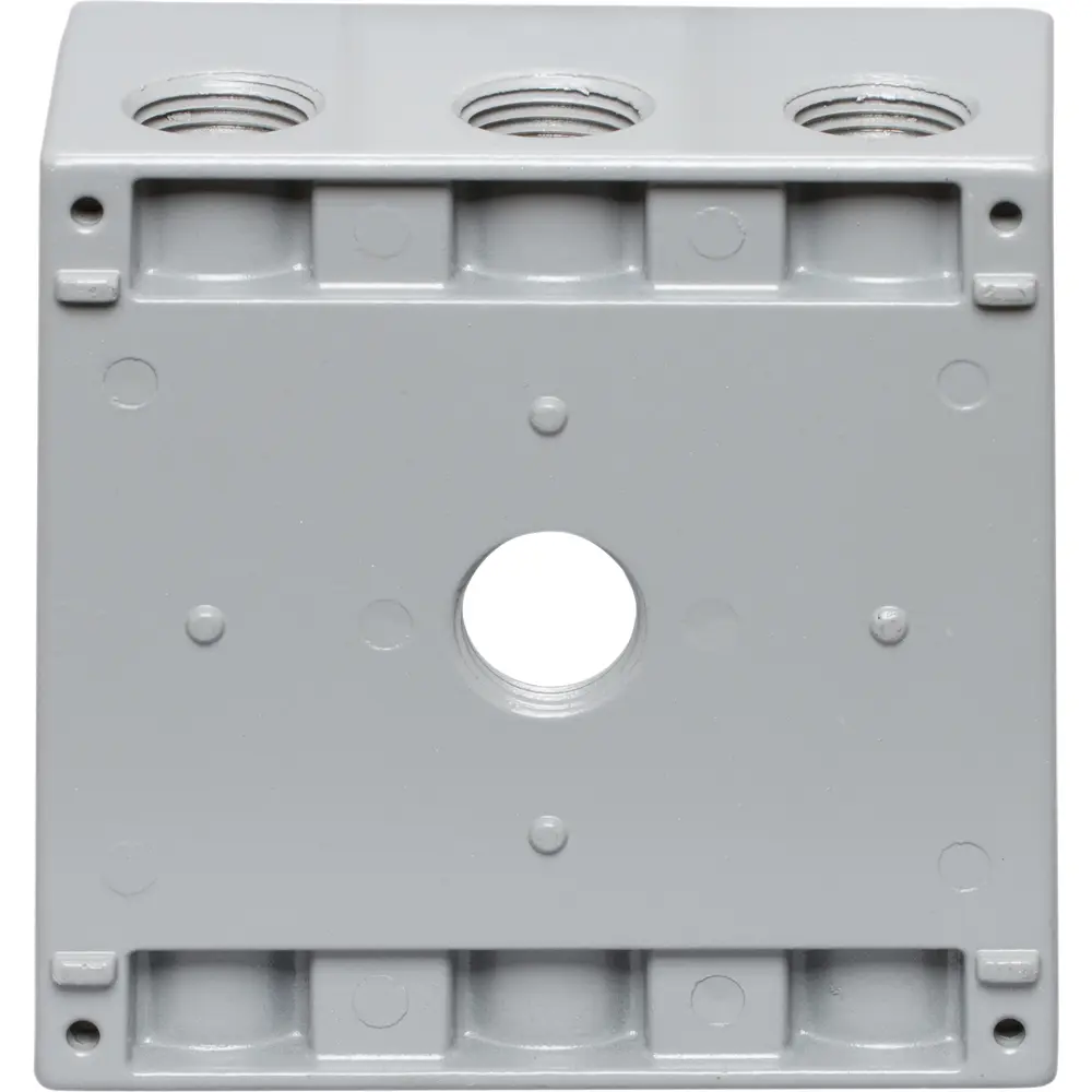 2-3/16" Deep 2-Gang Weatherproof Box, (7) 1/2" Hole, Gray