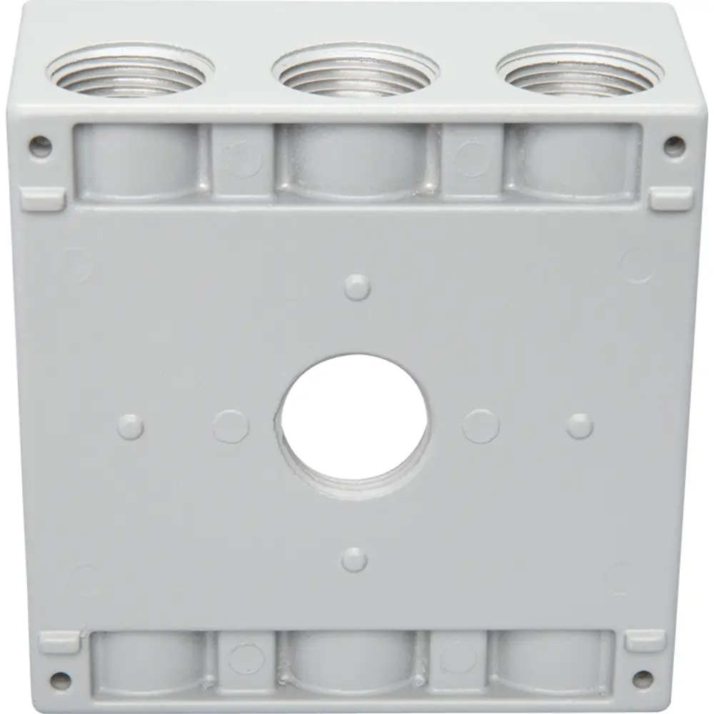 2-3/16" Deep 2-Gang Weatherproof Box, (7) 3/4" Hole, Gray