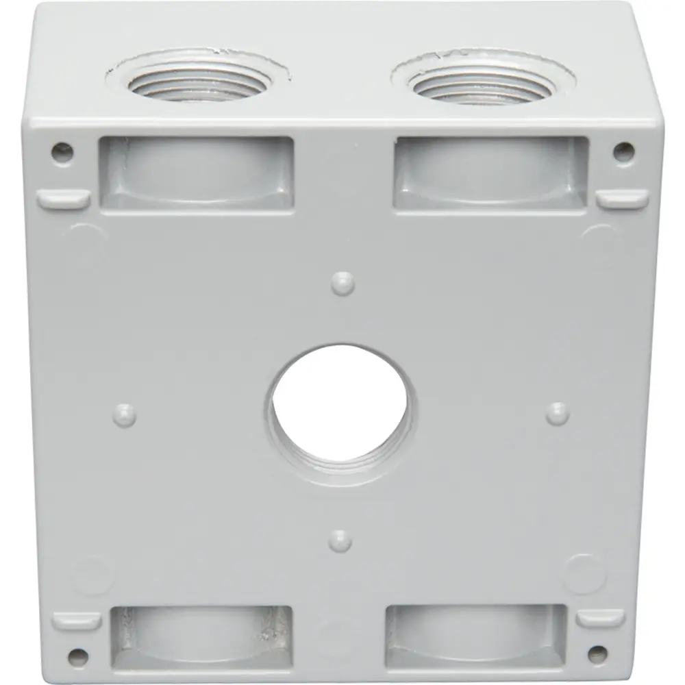 2-5/8" Deep 2-Gang Weatherproof Box, (5) 3/4" Hole, Gray 1 2-5/8" Deep 2-Gang Weatherproof Box, (5) 3/4" Hole, Gray