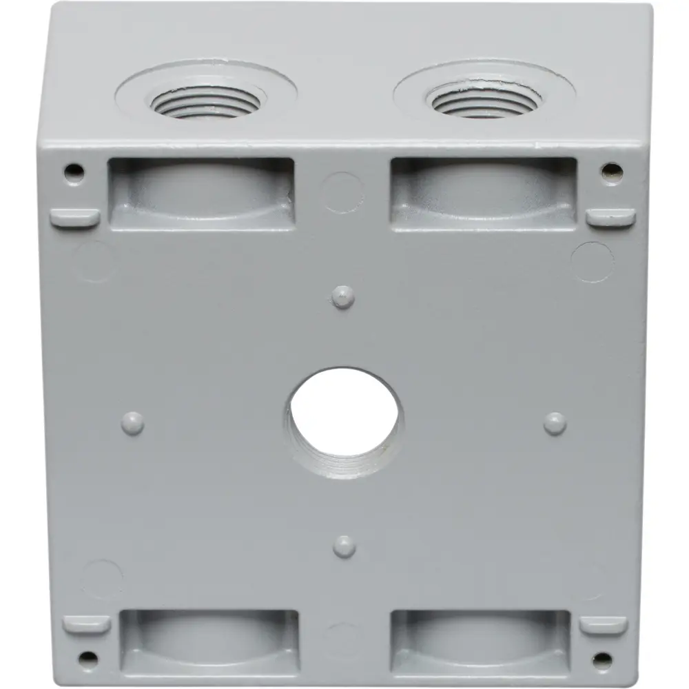 2-5/8" Deep 2-Gang Weatherproof Box, (7) 1/2" Hole, All Sides, Gray 1 2-5/8" Deep 2-Gang Weatherproof Box, (7) 1/2" Hole, All Sides, Gray