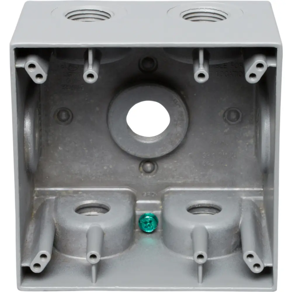 2-5/8" Deep 2-Gang Weatherproof Box, (7) 1/2" Hole, All Sides, Gray 2 2-5/8" Deep 2-Gang Weatherproof Box, (7) 1/2" Hole, All Sides, Gray
