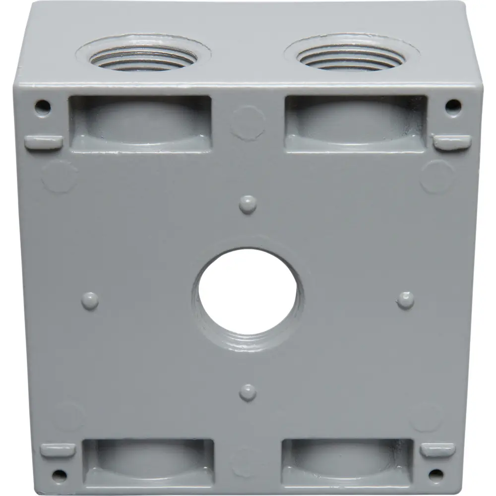 2-5/8" Deep 2-Gang Weatherproof Box, (7) 3/4" Hole, All Sides, Gray 1 2-5/8" Deep 2-Gang Weatherproof Box, (7) 3/4" Hole, All Sides, Gray