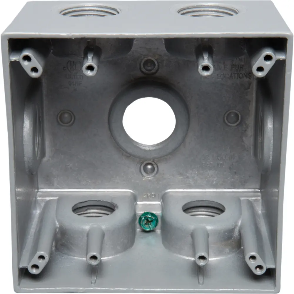 2-5/8" Deep 2-Gang Weatherproof Box, (7) 3/4" Hole, All Sides, Gray 2 2-5/8" Deep 2-Gang Weatherproof Box, (7) 3/4" Hole, All Sides, Gray